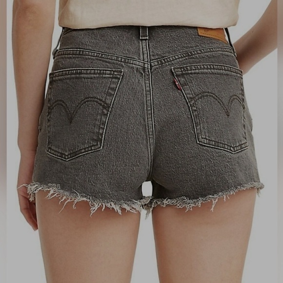 Levi’s Womens 28 Premium 501 Button Fly Denim Jean Shorts Gray Black Mesa Cabo - Picture 14 of 16